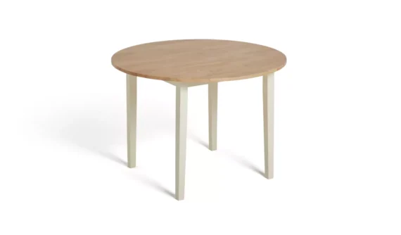 Chicago Solid Wood Round Table & 4Off White Chair - Image 3